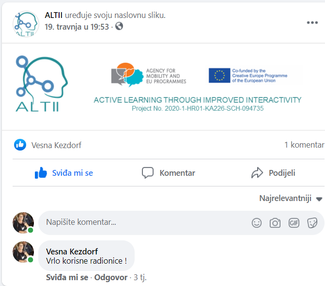 Pročitajte više o članku Facebook – Radionica IKT alata za interaktivnost O1-A1-1