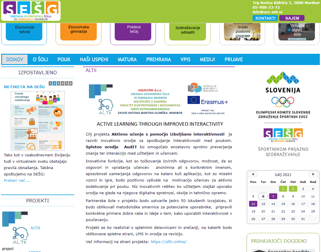 Pročitajte više o članku SEŠG – objava o ALTII projektu na web stranici škole